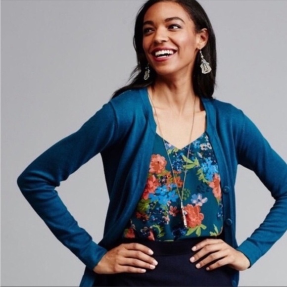 ⭕️ PRICE FIRM CAbi Size XS Ever Teal Mesh Back Snap Front Cardigan - Picture 2 of 10